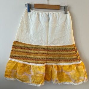 CUSTO Barcelona Eyelet Multicolored Stitching Skirt